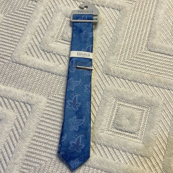 PERRY ELLIS - Vernon Floral Tie with Tie Clip - Picture 1 of 3